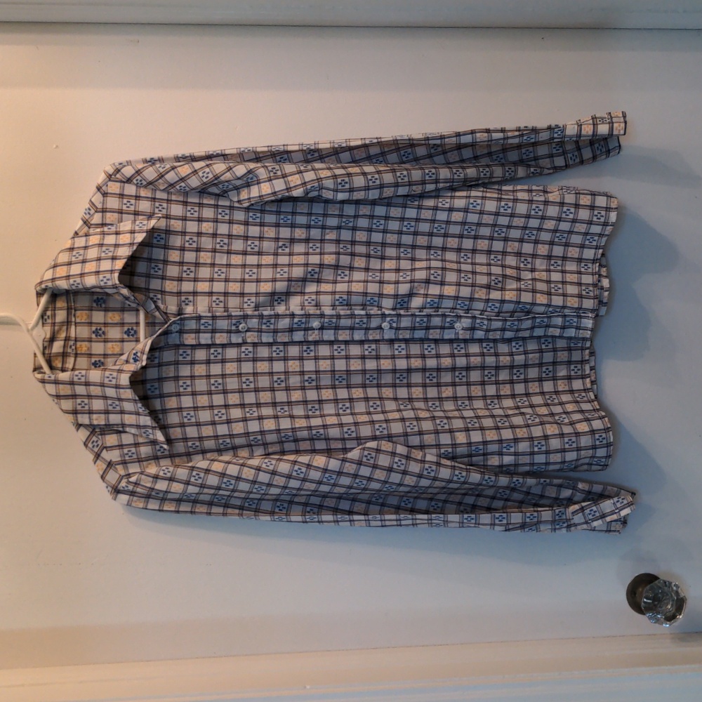 Blue and orange seventies style polyester shirt